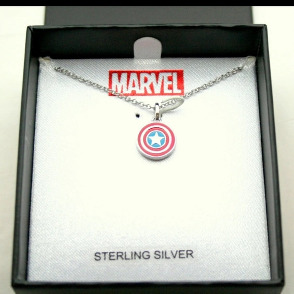 Marvel Comics Captain America Shield Necklace Pendant New NOS Box 925 Silver - Picture 1 of 7